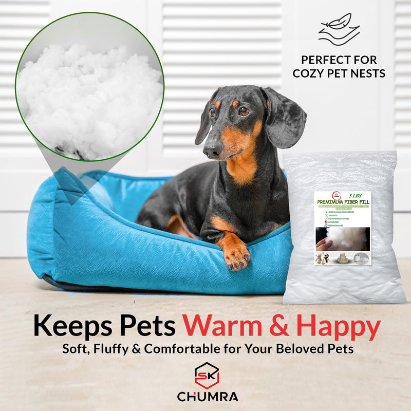 SK CHUMRA High-Resilience Premium Polyester Fiber Fill-Perfect for Pillows, Couch Cushions,Plush Toys,DIY Crafts,&Pet Beds -Cloud Soft, Kid & Pet Safe, Washable, Durable-Made in USA (2, Pounds)