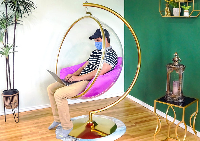 purple egg chair cushion