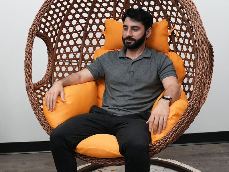 Yellow egg chair cushion