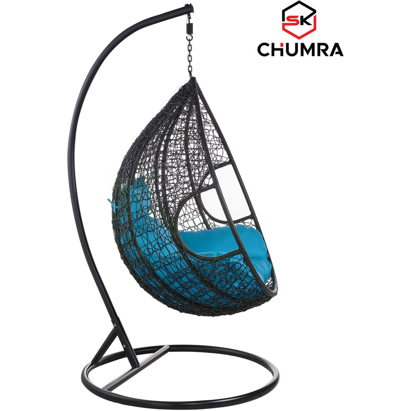 SK CHUMRA Black Egg Swing Chair Water Drop Shaped Hammock Luxury Hand Woven