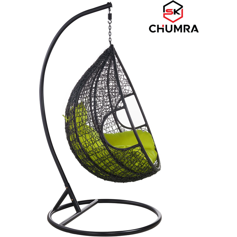 SK CHUMRA Black Egg Swing Chair Water Drop Shaped Hammock Luxury Hand Woven