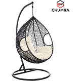 SK CHUMRA Black Egg Swing Chair Water Drop Shaped Hammock Luxury Hand Woven