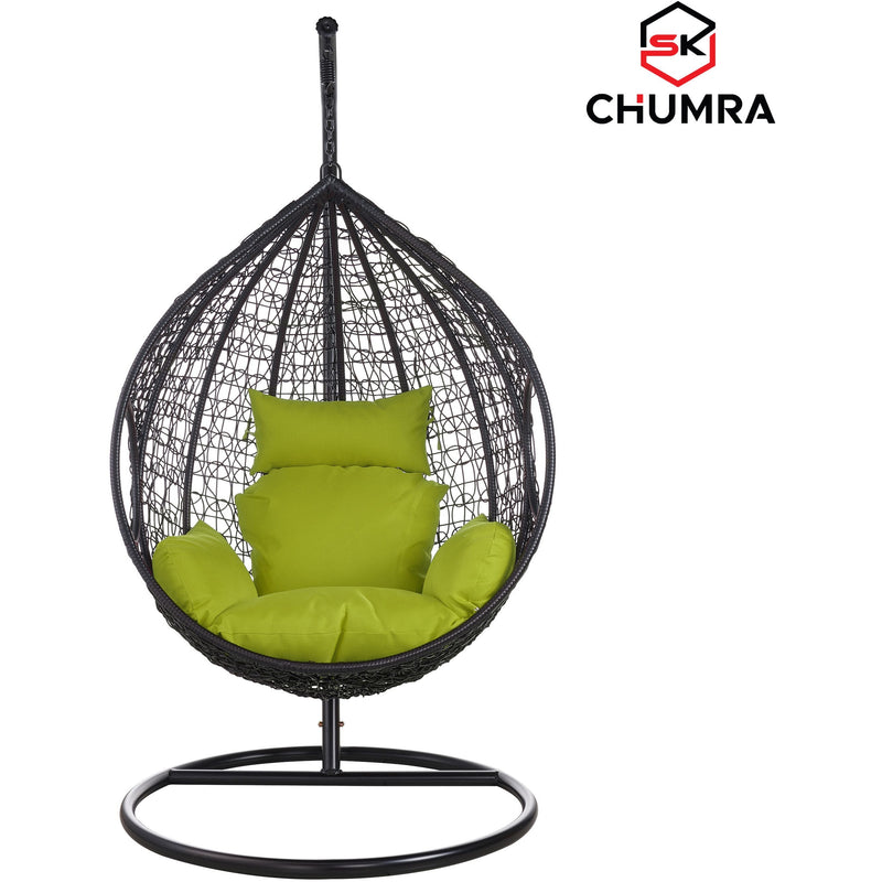 SK CHUMRA Black Egg Swing Chair Water Drop Shaped Hammock Luxury Hand Woven