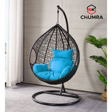 SK CHUMRA Black Egg Swing Chair Water Drop Shaped Hammock Luxury Hand Woven