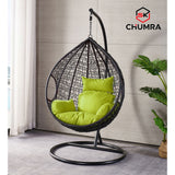 SK CHUMRA Black Egg Swing Chair Water Drop Shaped Hammock Luxury Hand Woven