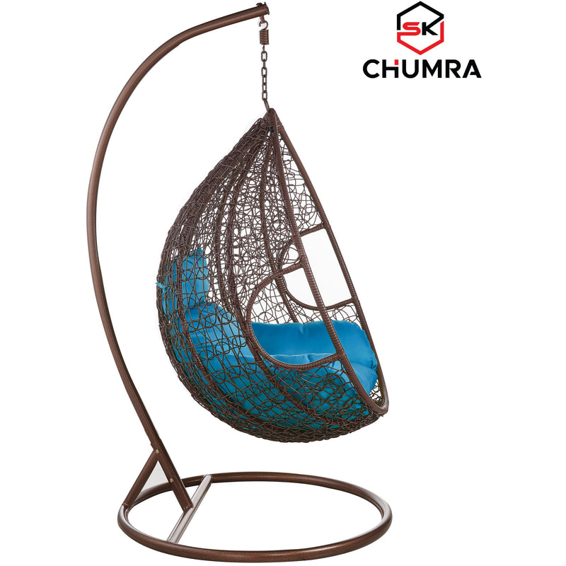 SK CHUMRA Brown Egg Swing Chair Water Drop Shaped Hammock Luxury Hand Woven