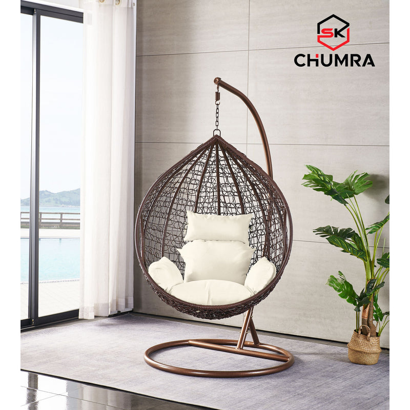 SK CHUMRA Brown Egg Swing Chair Water Drop Shaped Hammock Luxury Hand Woven