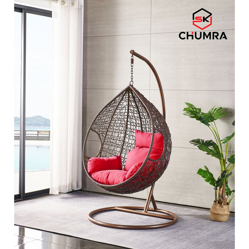 SK CHUMRA Brown Egg Swing Chair Water Drop Shaped Hammock Luxury Hand Woven