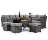 Stock Uland All Weather Patio Garden Furniture 6pcs Outdoor Sectional Fire Pit Sofa Set