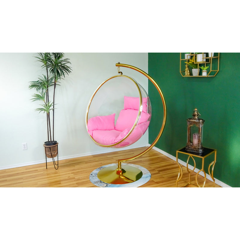 Pink Bubble Chair Acrylic Swing with Stand