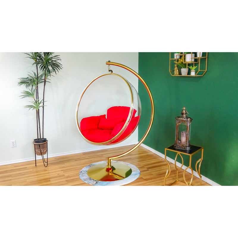 red Bubble Chair Acrylic Swing with Stand