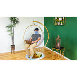 gray bubble chair with stand