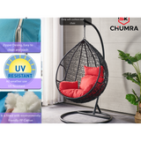 red Cushion Hanging Swing Egg Chair