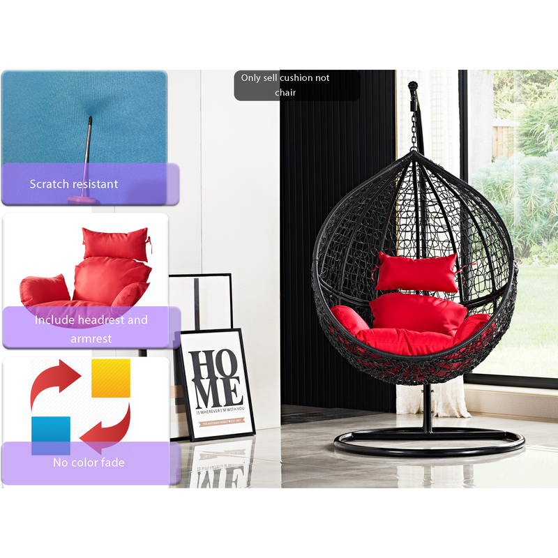 red Cushion Hanging Swing Egg Chair 