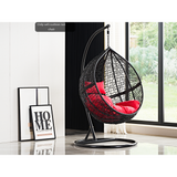 red Cushion Hanging Swing Egg Chair 