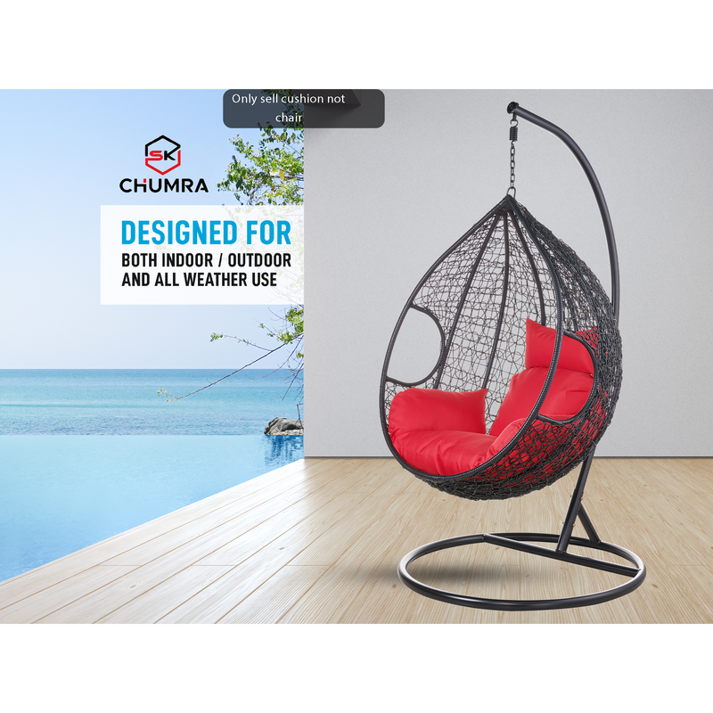 red Cushion Hanging Swing Egg Chair 