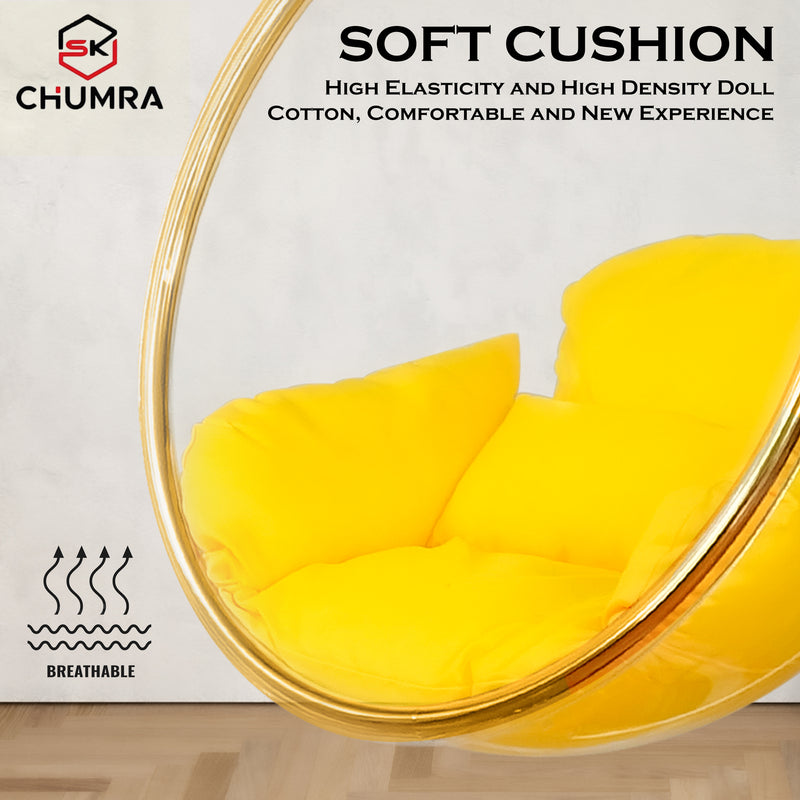 yellow bubble chair with stand