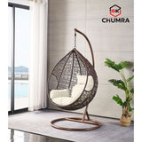 SK CHUMRA Brown Egg Swing Chair Water Drop Shaped Hammock Luxury Hand Woven